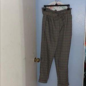 Ivy + Main plaid high waisted tie pants